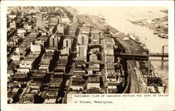 Aerial View Business District and Harbor Tacoma, WA Postcard Postcard