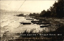 Clam Fishing Maiden Rock, WI Postcard Postcard