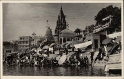 Vendors on the Edge of the River Postcard