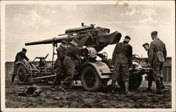 Nazi Soldiers Shooting Anti-Aircraft or Anti-Tank Gun Nazi Germany Postcard Postcard