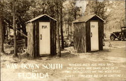 Way Down South in Florida Outhouses & Bathrooms Postcard Postcard