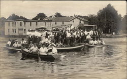 Group of People in rowboats Postcard