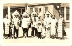 Several Native Americans Posing in Full Costume Native Americana Postcard Postcard