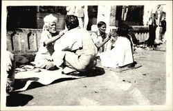 Men Being Shaved on Street Pakistan Postcard Postcard