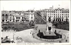 Monumento y Plaza San Martin Lima, Peru Postcard Postcard