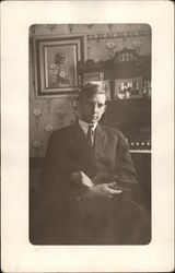 Man's Portrait At Piano Postcard