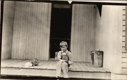 Young Boy on Porch Boys Postcard Postcard