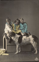 Children with Saint Bernard Postcard