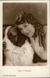 Mary Pickford with St. Bernard Saint Bernards Postcard Postcard