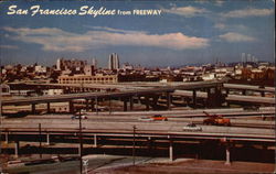 San Francisco Skyline from Freeway Postcard