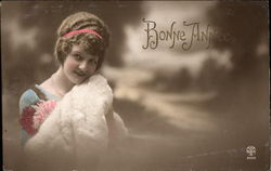 Bonne Annee Women Postcard Postcard