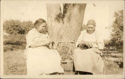 Mrs. Molly and Daughter Making Baskets Postcard