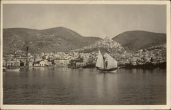 Bay and City View, Mountains in Background Syra, Greece Greece, Turkey, Balkan States Postcard Postcard