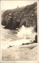 Waves Crashing On Cliff Postcard