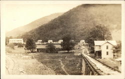 Homes Along Railroad Track Postcard