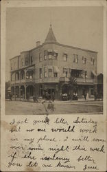 People In Front of Large Building Postcard