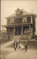 Children In Front of Home Postcard