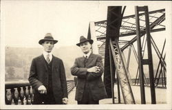 Two Men on Bridge Postcard