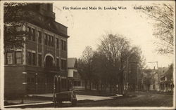 Fire Station and Main Street Looking West Union, NY Postcard Postcard