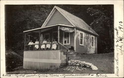 Women on Cabin Porch Postcard