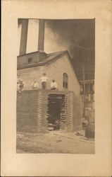 Men Constructing Large Smokestack, Endicott Johnson & Co Postcard