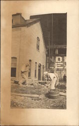 Bricklayers at Work, Endicott Johnson & Co Postcard