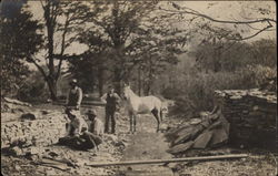 Men and Horse on Creek Windsor, NY Postcard Postcard