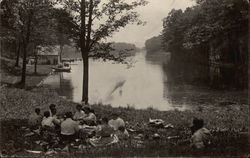 Picnic on Lily Lake Fenton, NY Postcard Postcard