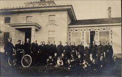 People In Front of Home Marked "Stevens" Harpursville, NY Postcard Postcard