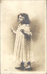 Young Girl in White Dress Girls Postcard Postcard