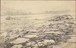 Chenango Bridge After It Was Torn from Abutments Binghamton, NY Postcard Postcard