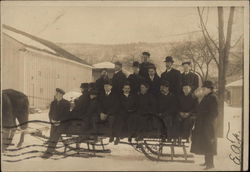 Group of Men and Boys on Sleigh Deposit, NY Postcard Postcard