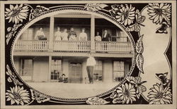 Group of People on Porch of Old Hotel Deposit, NY Postcard Postcard