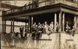 Men on Porch Oquaga Lake, NY Postcard Postcard