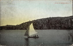 Sailing on the Lake Oquaga Lake, NY Postcard Postcard