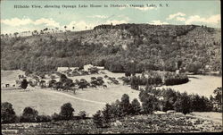 Hillside View, Showing Oquaga Lake House in Distance New York Postcard Postcard