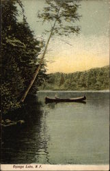 View of Boat on Lake Oquaga Lake, NY Postcard Postcard