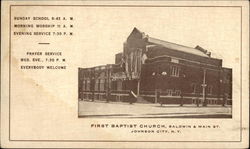 First Baptist Church, Bladwin & Main St Postcard