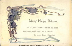 Many Happy Returns Nanticoke, NY Postcard Postcard