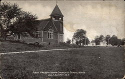 First Presbyterian Church & School House Postcard