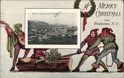 A Merry Christmas from Binghamton, NY Postcard Postcard