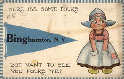 Dere iss some folks in Binghamton, NY Postcard Postcard