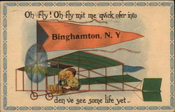 Oh Fly! Oh Fly with Me! Binghamton, NY Postcard Postcard