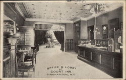 Office & Lobby at Court Inn Binghamton, NY Postcard Postcard