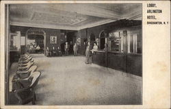 Lobby, Arlington Hotel Binghamton, NY Postcard Postcard