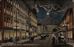 Court Street By Night Binghamton, NY Postcard Postcard