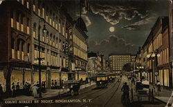 Court Street by Night Binghamton, NY Postcard Postcard