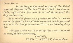 Third Annual Regatta of the Remlik Boat Club Binghamton, NY Postcard Postcard