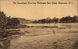 The Susquehanna River from Washington Street Bridge Binghamton, NY Postcard Postcard