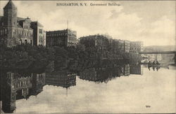 View of Government Building From River Binghamton, NY Postcard Postcard